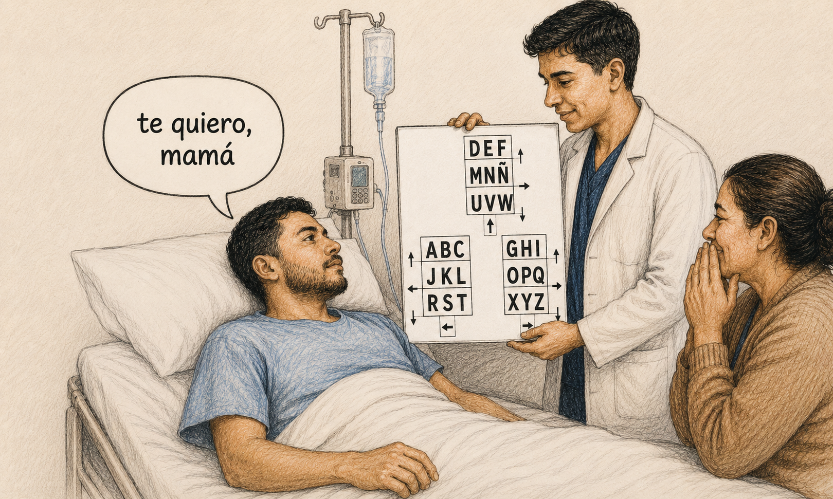 Ilustración del origen clínico del Diccionario Bertha-Gama en un entorno hospitalario